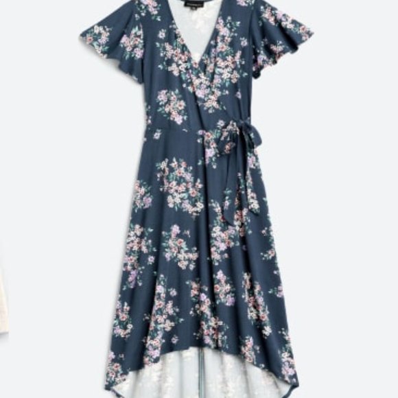 Fortune & Ivy Michele Knit Faux Wrap high low maxi dress - Picture 5 of 6